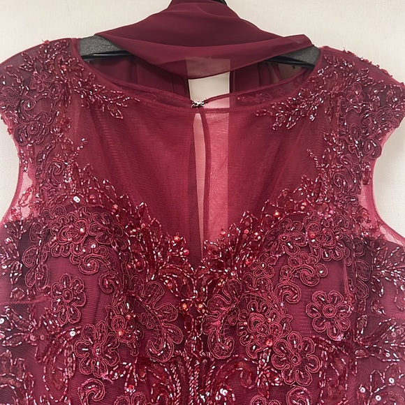 Carmen Blake by Mon Cheri beaded sleeveless fit and flare long Gown - Picture 4 of 11